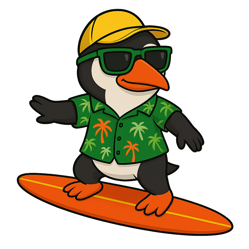 Pinguim surfando